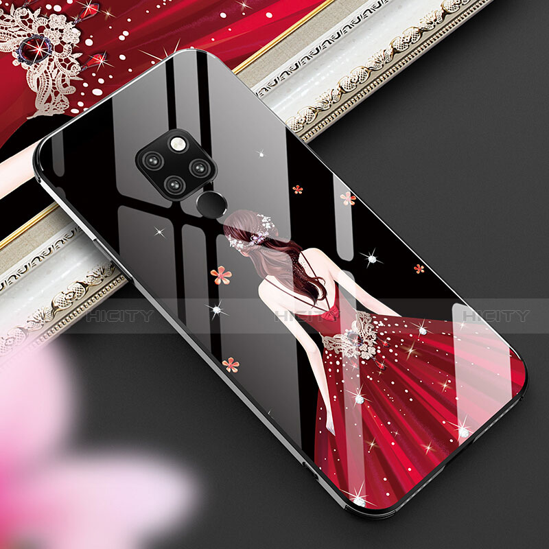 Funda Bumper Silicona Gel Espejo Vestido de Novia Carcasa K01 para Huawei Mate 20 Rojo y Negro