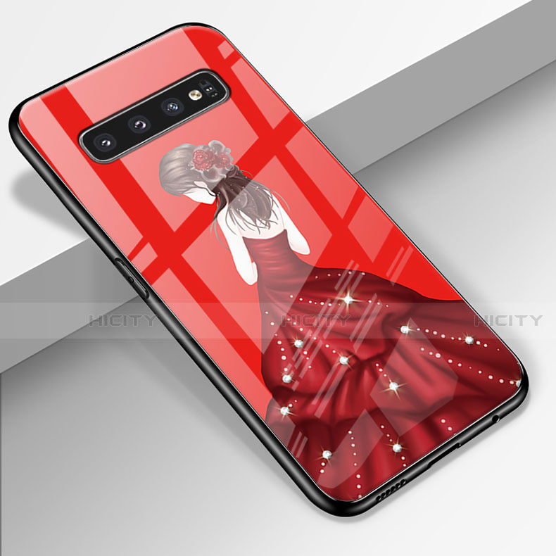 Funda Bumper Silicona Gel Espejo Vestido de Novia Carcasa K01 para Samsung Galaxy S10 5G Rojo Rosa