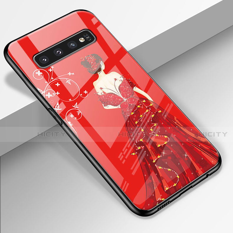 Funda Bumper Silicona Gel Espejo Vestido de Novia Carcasa K01 para Samsung Galaxy S10 Rojo