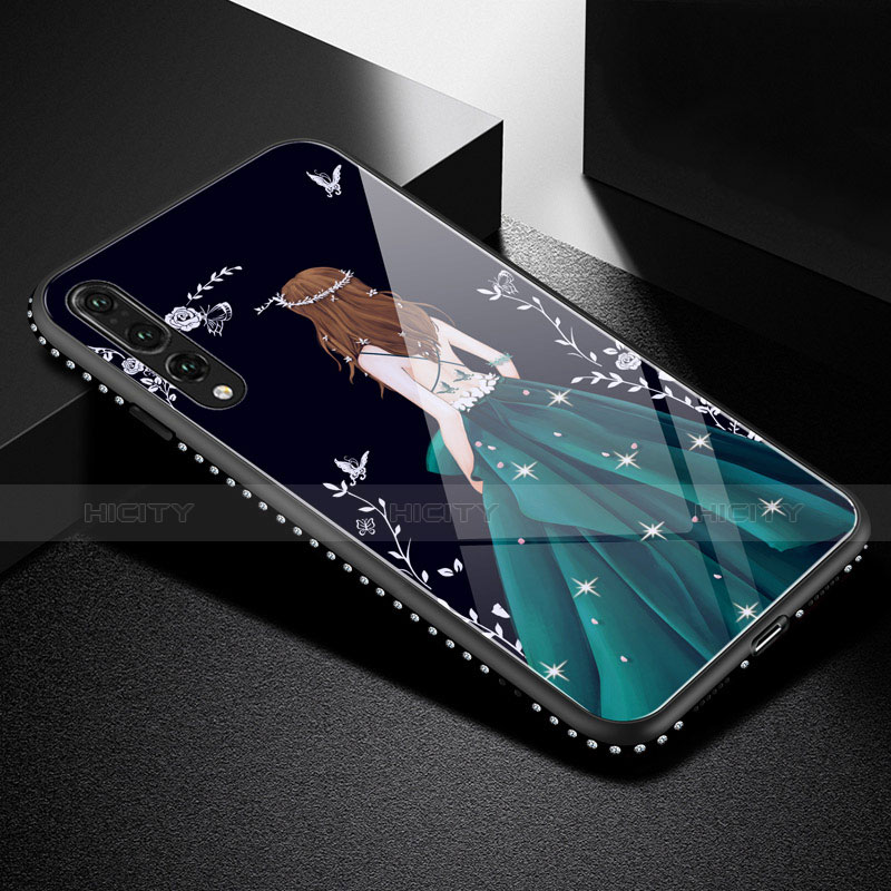 Funda Bumper Silicona Gel Espejo Vestido de Novia Carcasa para Huawei P20 Pro Cian