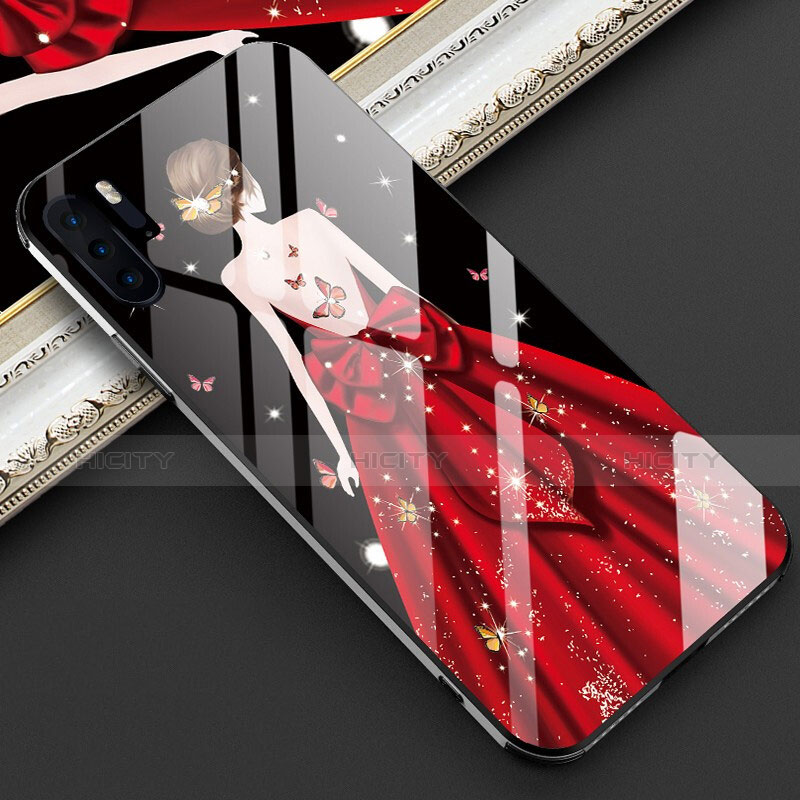 Funda Bumper Silicona Gel Espejo Vestido de Novia Carcasa para Huawei P30 Pro Rojo