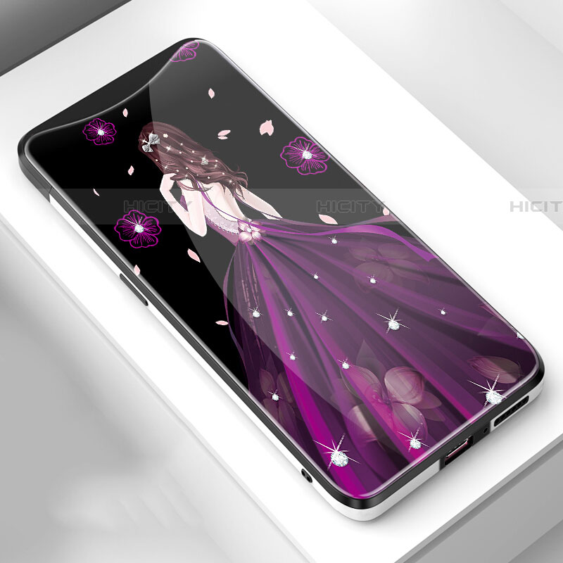 Funda Bumper Silicona Gel Espejo Vestido de Novia Carcasa para Oppo Find X Morado