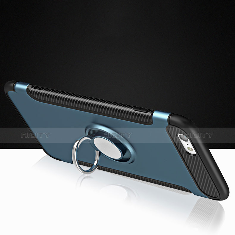 Funda Bumper Silicona Mate con Anillo de dedo Soporte para Apple iPhone 6 Azul