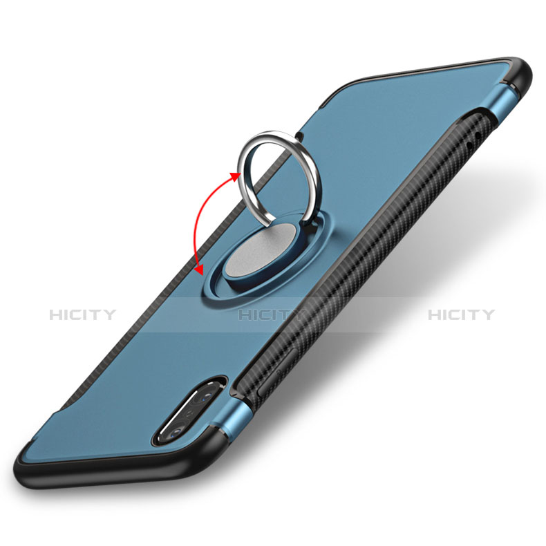 Funda Bumper Silicona Mate con Anillo de dedo Soporte para Apple iPhone Xs Azul