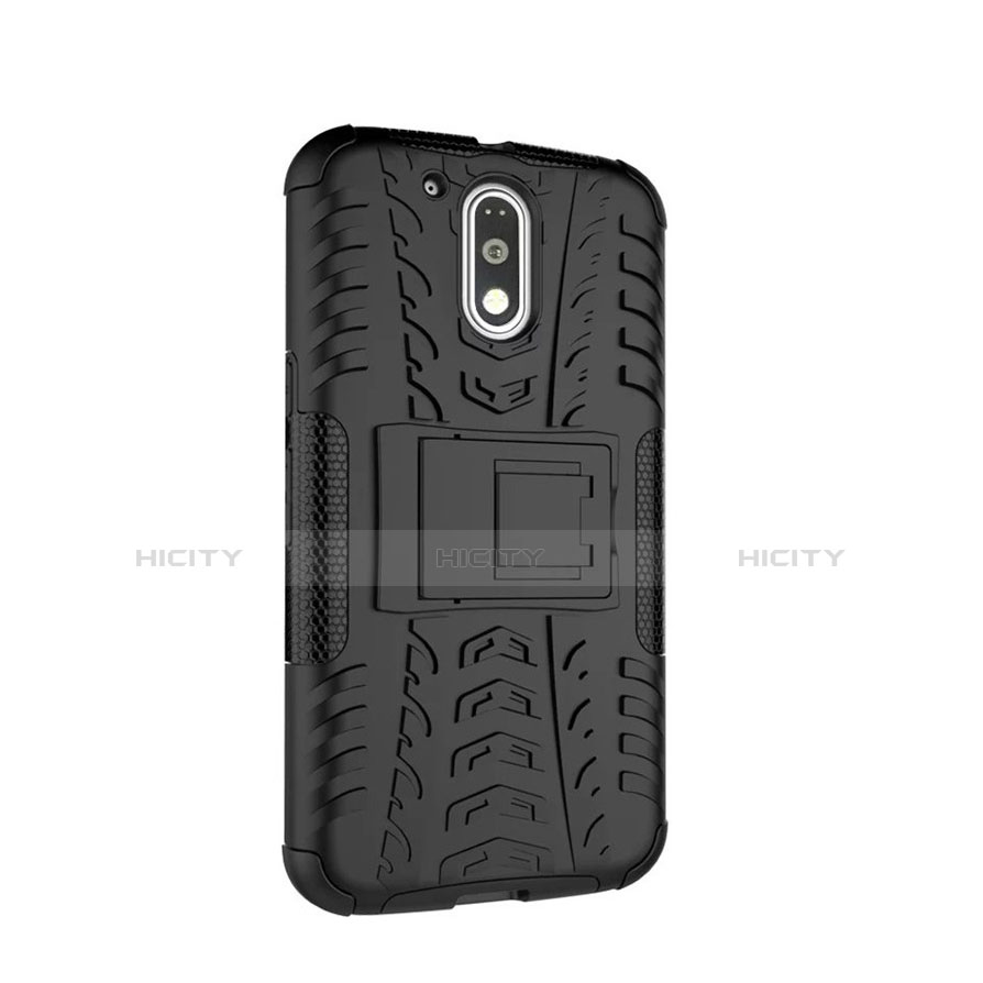 Funda Bumper Silicona Mate con Soporte para Motorola Moto G4 Negro