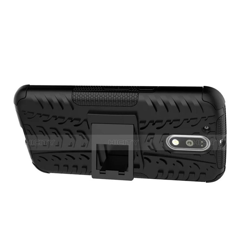 Funda Bumper Silicona Mate con Soporte para Motorola Moto G4 Negro