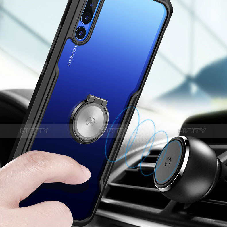 Funda Bumper Silicona Transparente Espejo 360 Grados con Magnetico Anillo de dedo Soporte A01 para Huawei Honor Magic 2