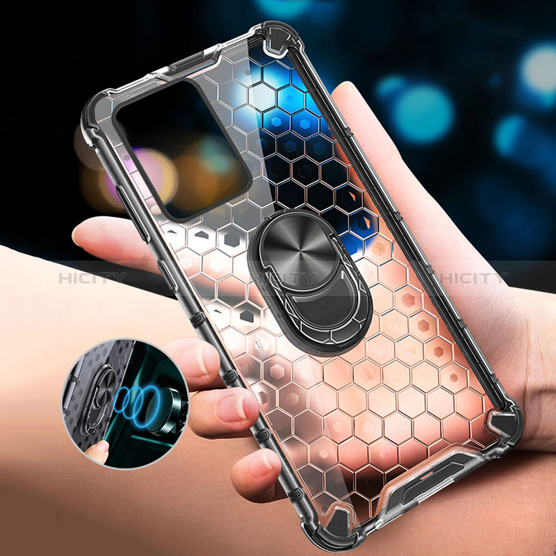 Funda Bumper Silicona Transparente Espejo 360 Grados con Magnetico Anillo de dedo Soporte AM1 para Realme 9 Pro 5G