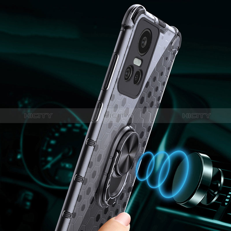Funda Bumper Silicona Transparente Espejo 360 Grados con Magnetico Anillo de dedo Soporte AM1 para Realme GT Neo3 5G