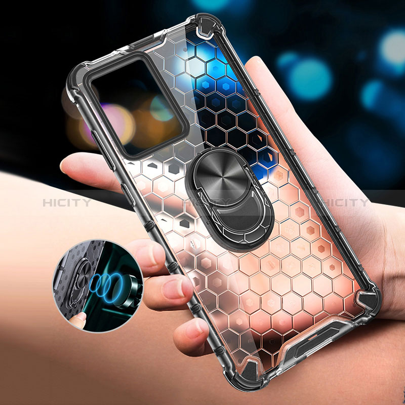 Funda Bumper Silicona Transparente Espejo 360 Grados con Magnetico Anillo de dedo Soporte AM1 para Vivo Y75 5G