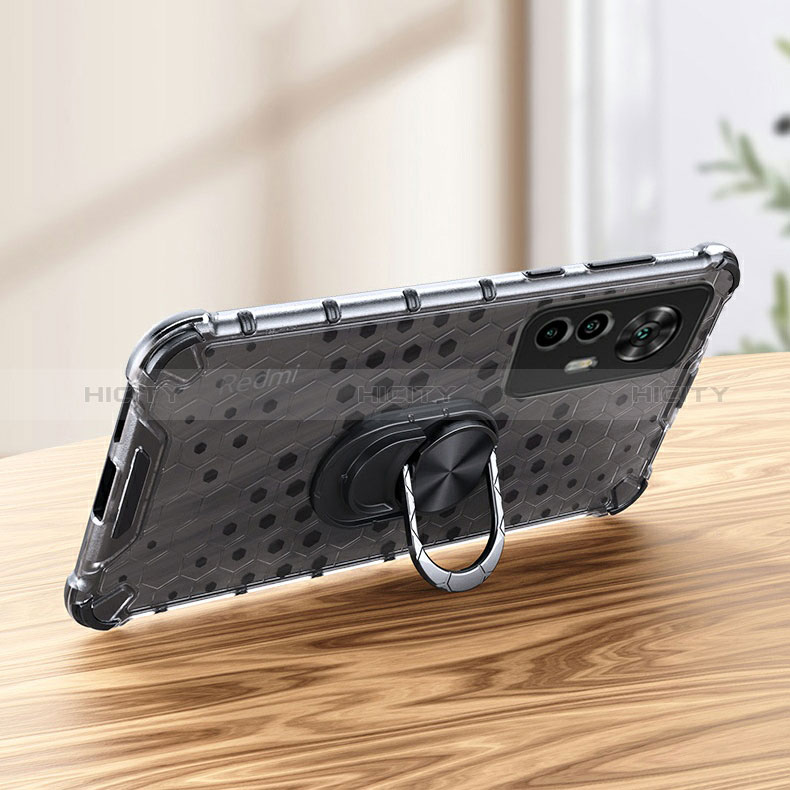 Funda Bumper Silicona Transparente Espejo 360 Grados con Magnetico Anillo de dedo Soporte AM1 para Xiaomi Mi 12T 5G