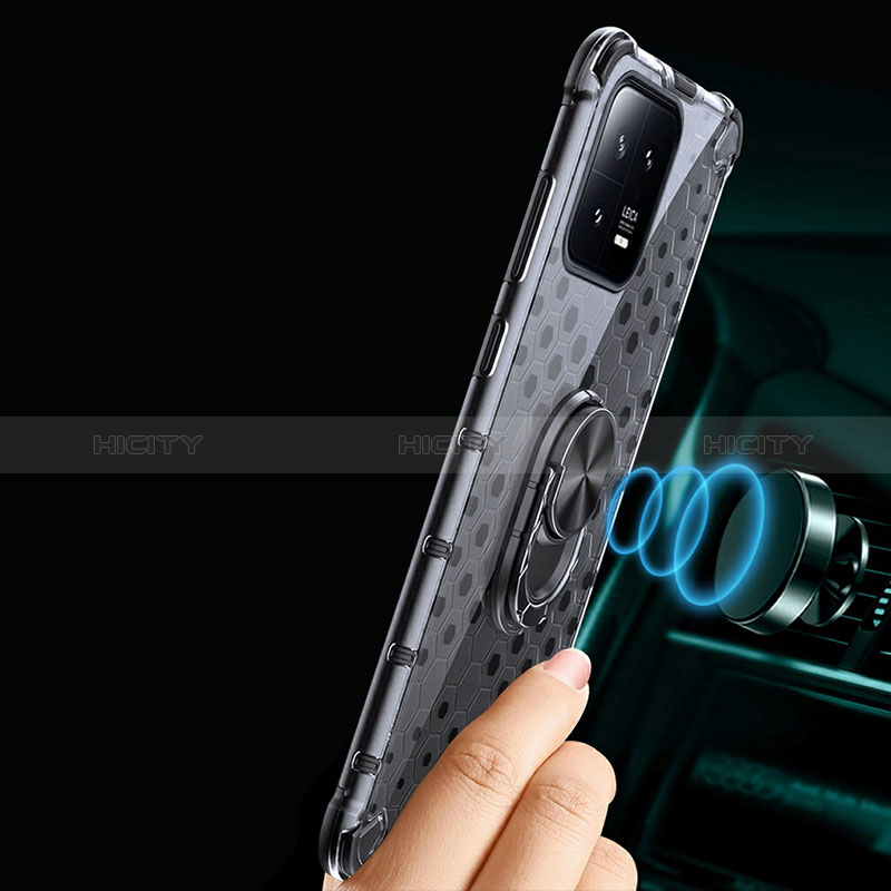 Funda Bumper Silicona Transparente Espejo 360 Grados con Magnetico Anillo de dedo Soporte AM1 para Xiaomi Mi 13 5G