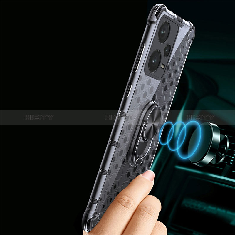 Funda Bumper Silicona Transparente Espejo 360 Grados con Magnetico Anillo de dedo Soporte AM1 para Xiaomi Poco X5 5G