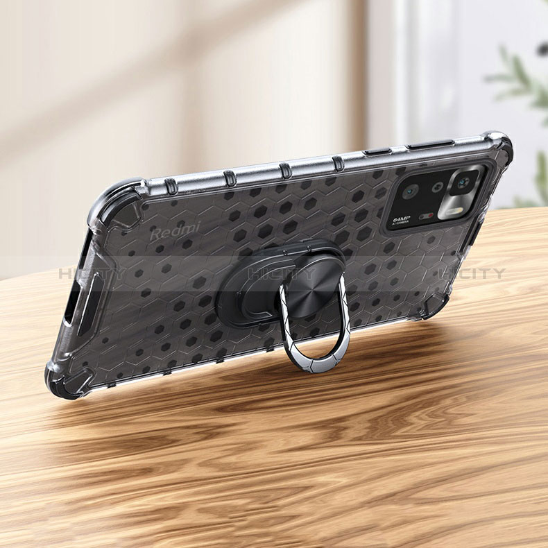 Funda Bumper Silicona Transparente Espejo 360 Grados con Magnetico Anillo de dedo Soporte AM1 para Xiaomi Redmi Note 10 Pro 5G