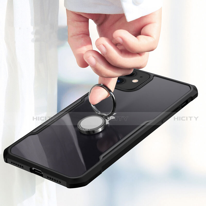 Funda Bumper Silicona Transparente Espejo 360 Grados con Magnetico Anillo de dedo Soporte para Apple iPhone 11
