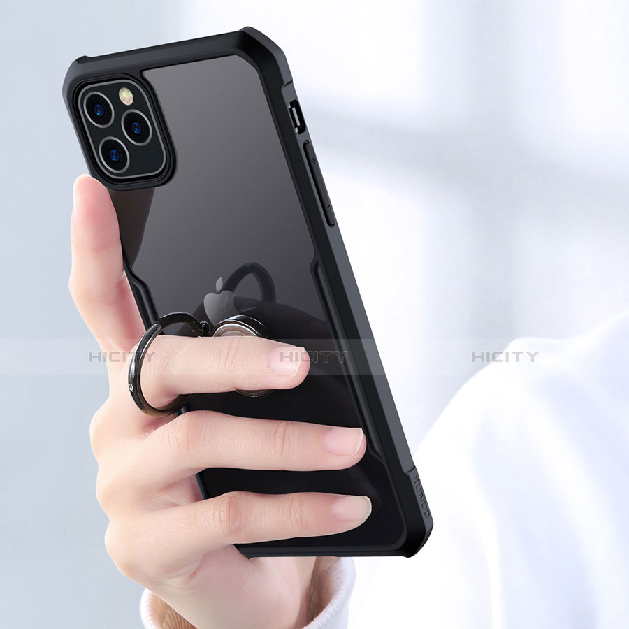 Funda Bumper Silicona Transparente Espejo 360 Grados con Magnetico Anillo de dedo Soporte para Apple iPhone 11 Pro