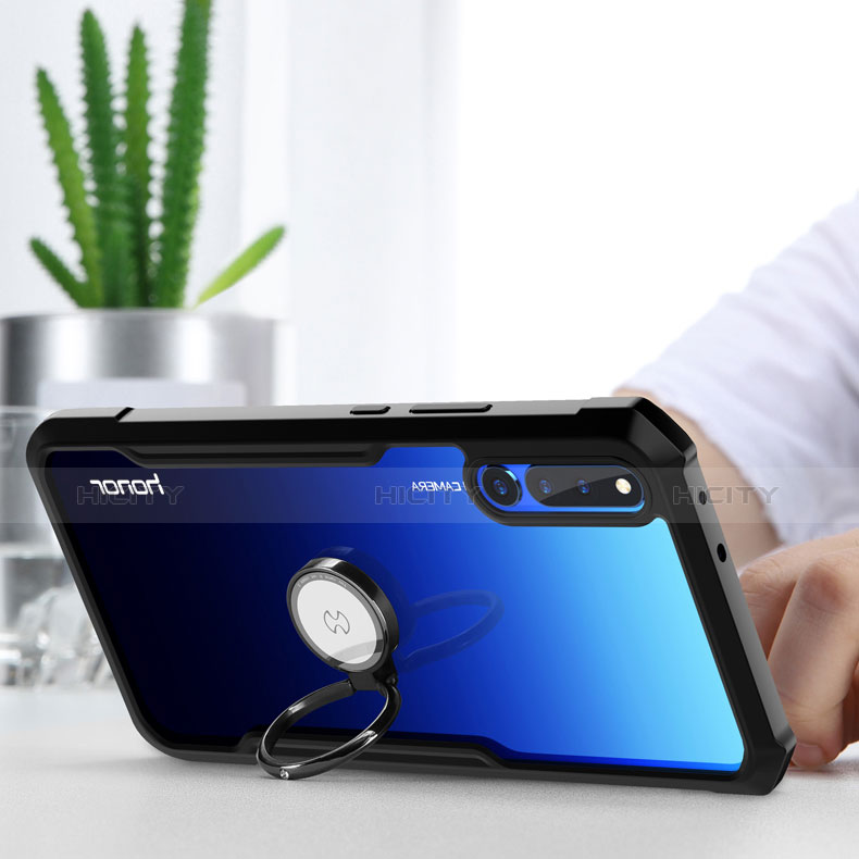 Funda Bumper Silicona Transparente Espejo 360 Grados con Magnetico Anillo de dedo Soporte para Huawei Honor Magic 2