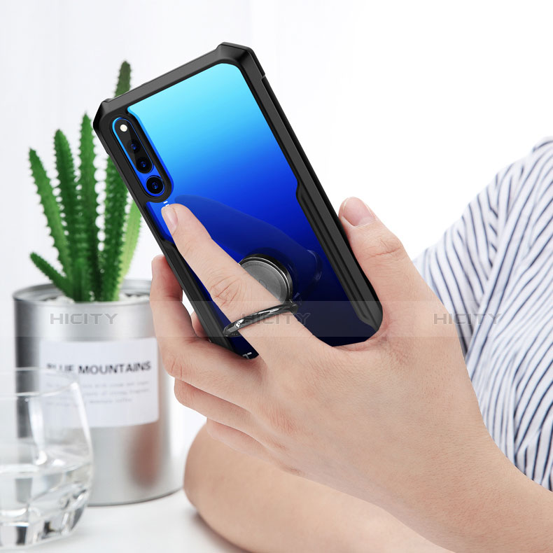 Funda Bumper Silicona Transparente Espejo 360 Grados con Magnetico Anillo de dedo Soporte para Huawei Honor Magic 2