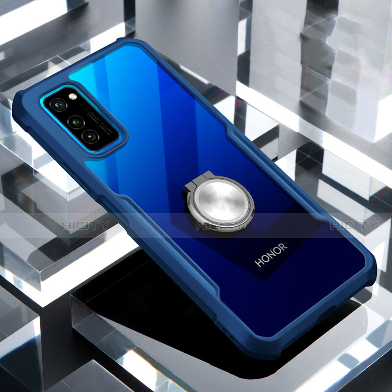 Funda Bumper Silicona Transparente Espejo 360 Grados con Magnetico Anillo de dedo Soporte para Huawei Honor View 30 5G