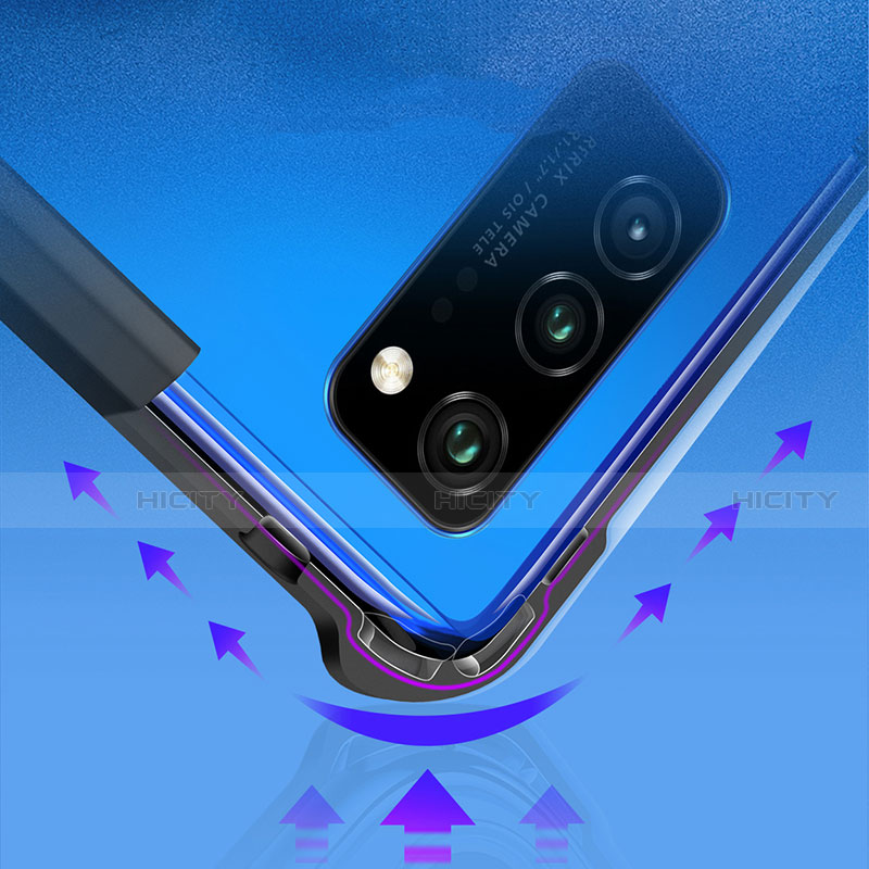 Funda Bumper Silicona Transparente Espejo 360 Grados con Magnetico Anillo de dedo Soporte para Huawei Honor View 30 5G