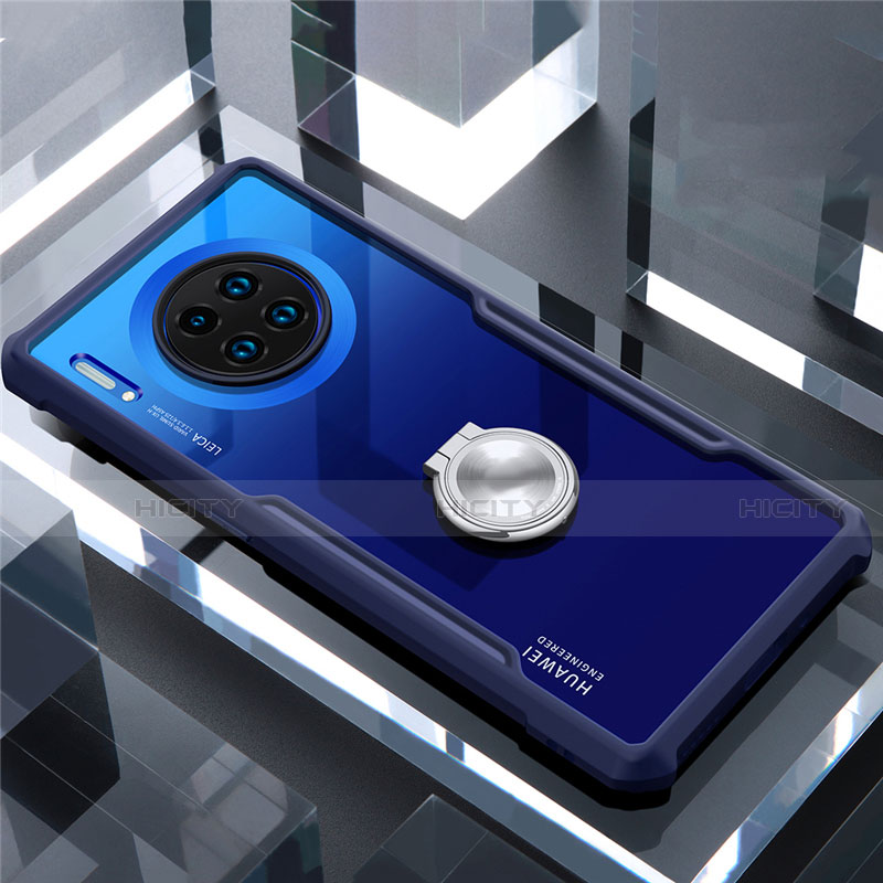 Funda Bumper Silicona Transparente Espejo 360 Grados con Magnetico Anillo de dedo Soporte para Huawei Mate 30 Pro 5G