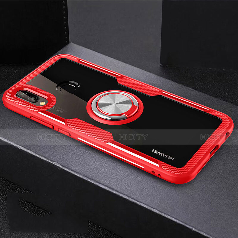 Funda Bumper Silicona Transparente Espejo 360 Grados con Magnetico Anillo de dedo Soporte para Huawei Nova 3e