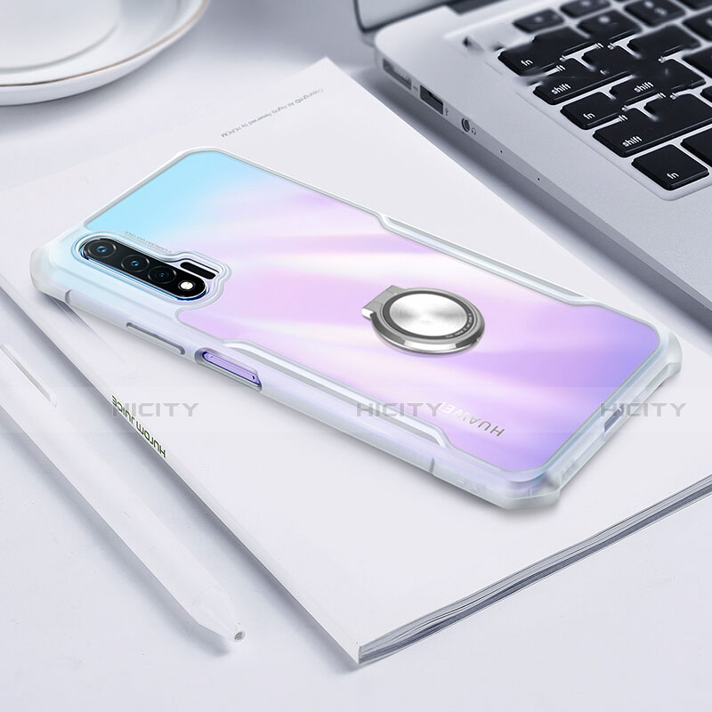 Funda Bumper Silicona Transparente Espejo 360 Grados con Magnetico Anillo de dedo Soporte para Huawei Nova 6 5G