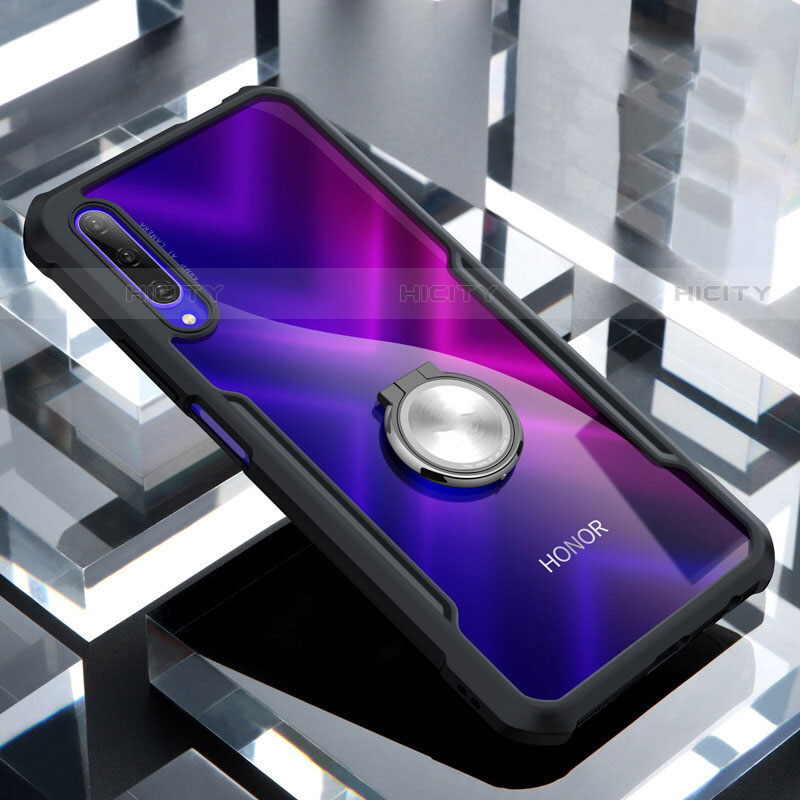Funda Bumper Silicona Transparente Espejo 360 Grados con Magnetico Anillo de dedo Soporte para Huawei Y9s Negro