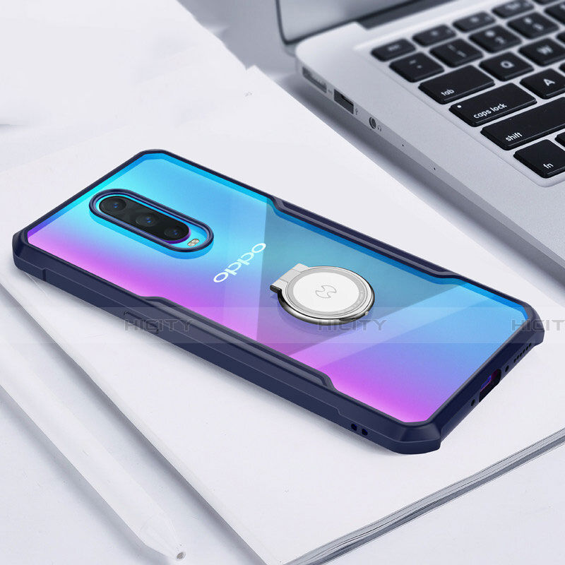 Funda Bumper Silicona Transparente Espejo 360 Grados con Magnetico Anillo de dedo Soporte para Oppo R17 Pro