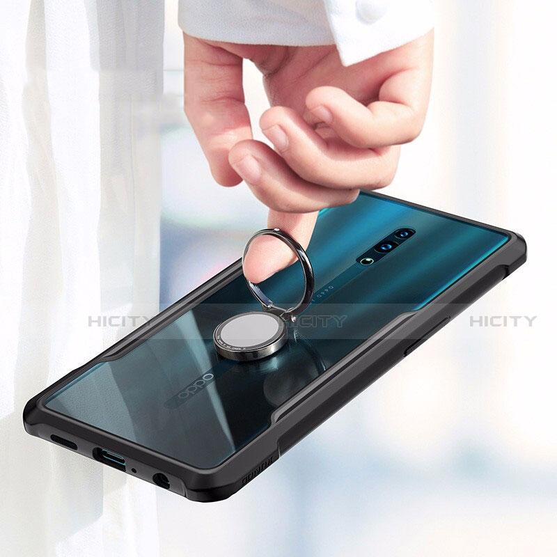 Funda Bumper Silicona Transparente Espejo 360 Grados con Magnetico Anillo de dedo Soporte para Oppo Reno