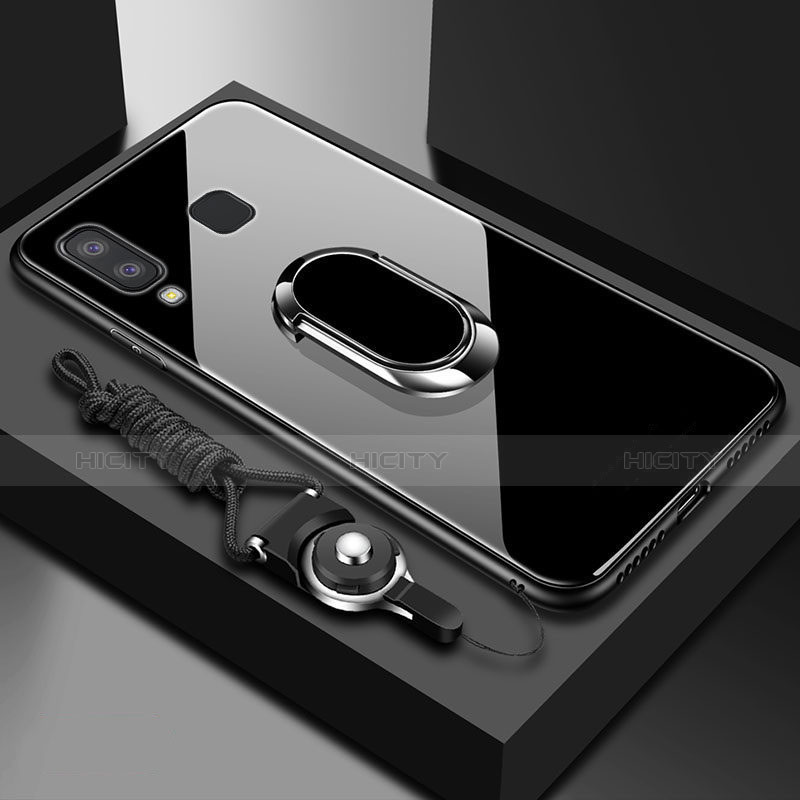 Funda Bumper Silicona Transparente Espejo 360 Grados con Magnetico Anillo de dedo Soporte para Samsung Galaxy A6s