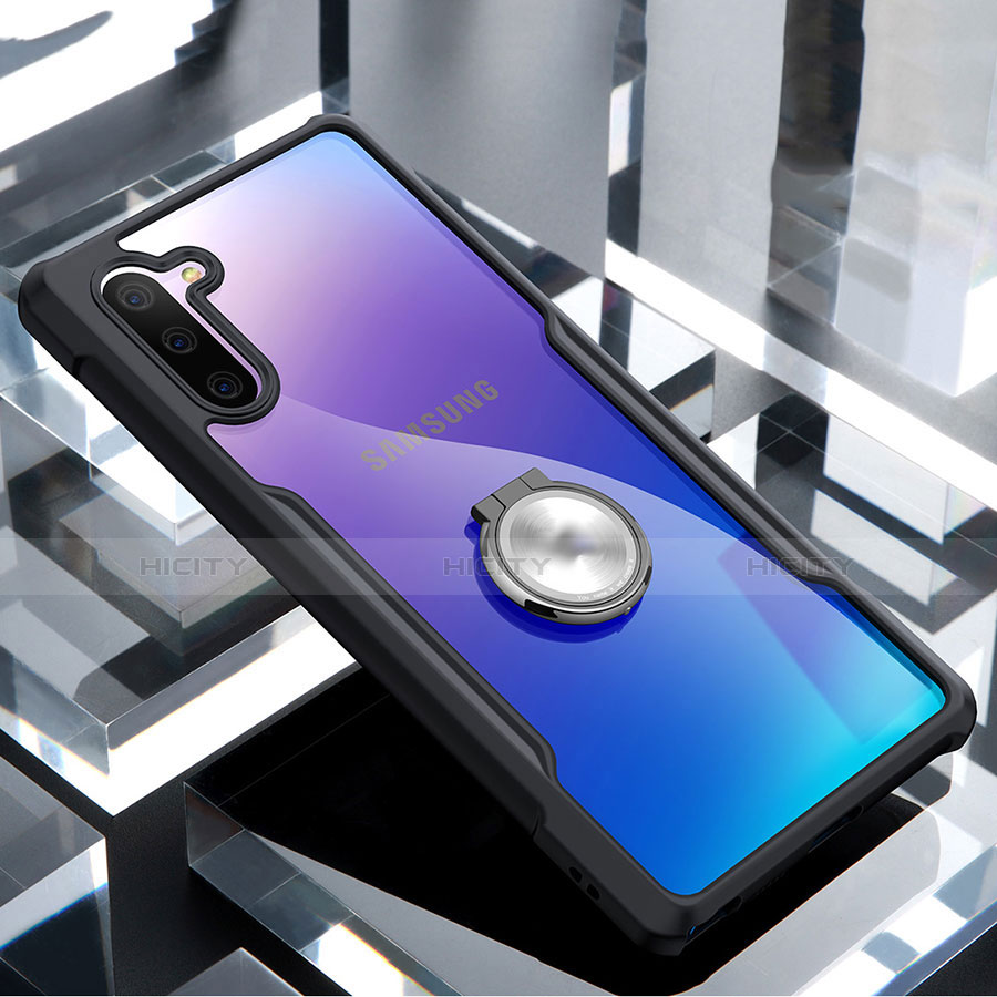 Funda Bumper Silicona Transparente Espejo 360 Grados con Magnetico Anillo de dedo Soporte para Samsung Galaxy Note 10