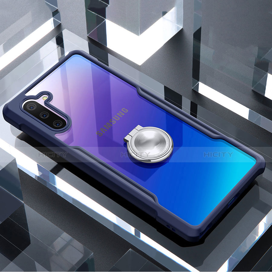 Funda Bumper Silicona Transparente Espejo 360 Grados con Magnetico Anillo de dedo Soporte para Samsung Galaxy Note 10 5G