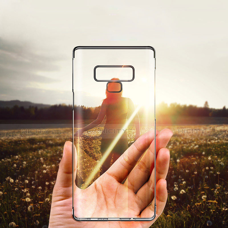 Funda Bumper Silicona Transparente Espejo 360 Grados con Magnetico Anillo de dedo Soporte para Samsung Galaxy Note 9 Negro
