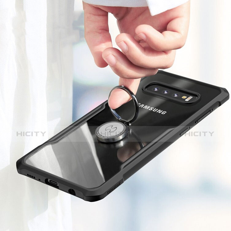 Funda Bumper Silicona Transparente Espejo 360 Grados con Magnetico Anillo de dedo Soporte para Samsung Galaxy S10