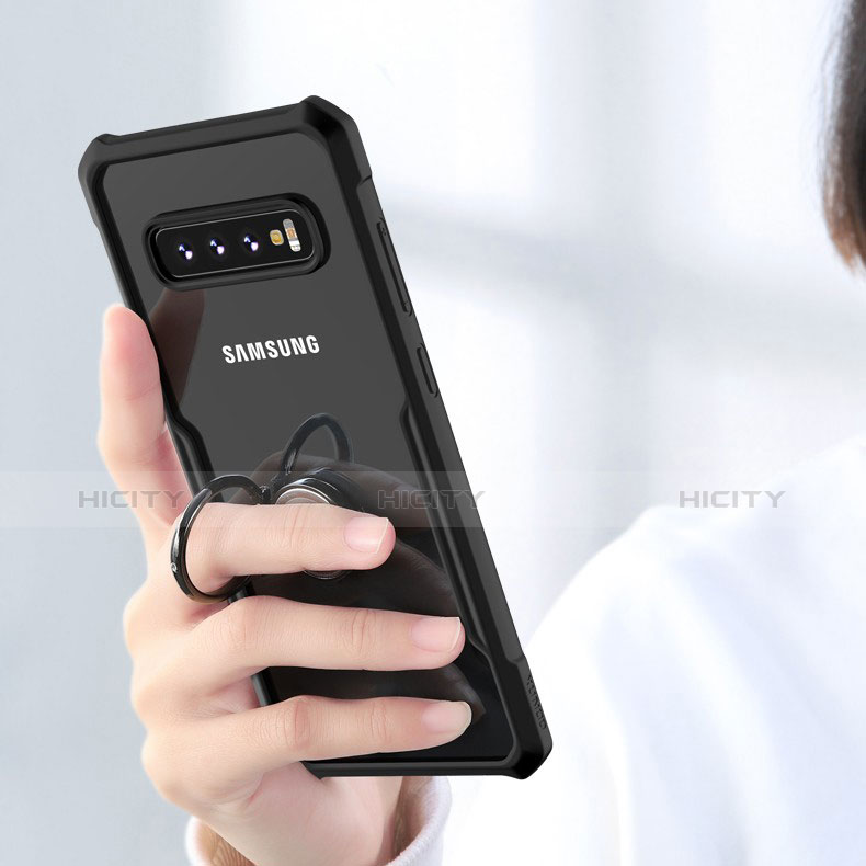 Funda Bumper Silicona Transparente Espejo 360 Grados con Magnetico Anillo de dedo Soporte para Samsung Galaxy S10 Plus