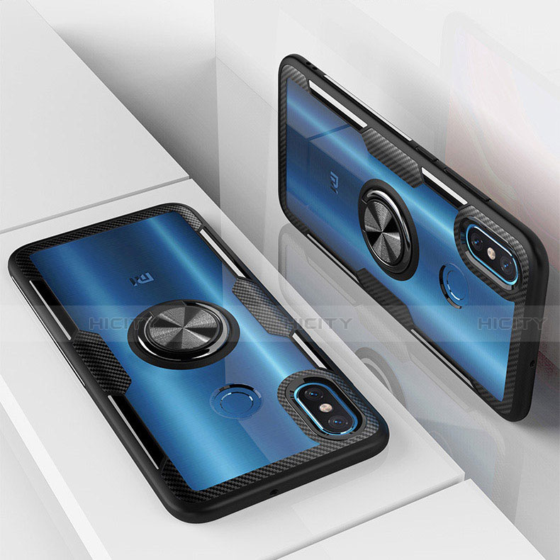 Funda Bumper Silicona Transparente Espejo 360 Grados con Magnetico Anillo de dedo Soporte para Xiaomi Mi 8