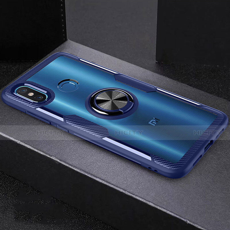 Funda Bumper Silicona Transparente Espejo 360 Grados con Magnetico Anillo de dedo Soporte para Xiaomi Mi 8