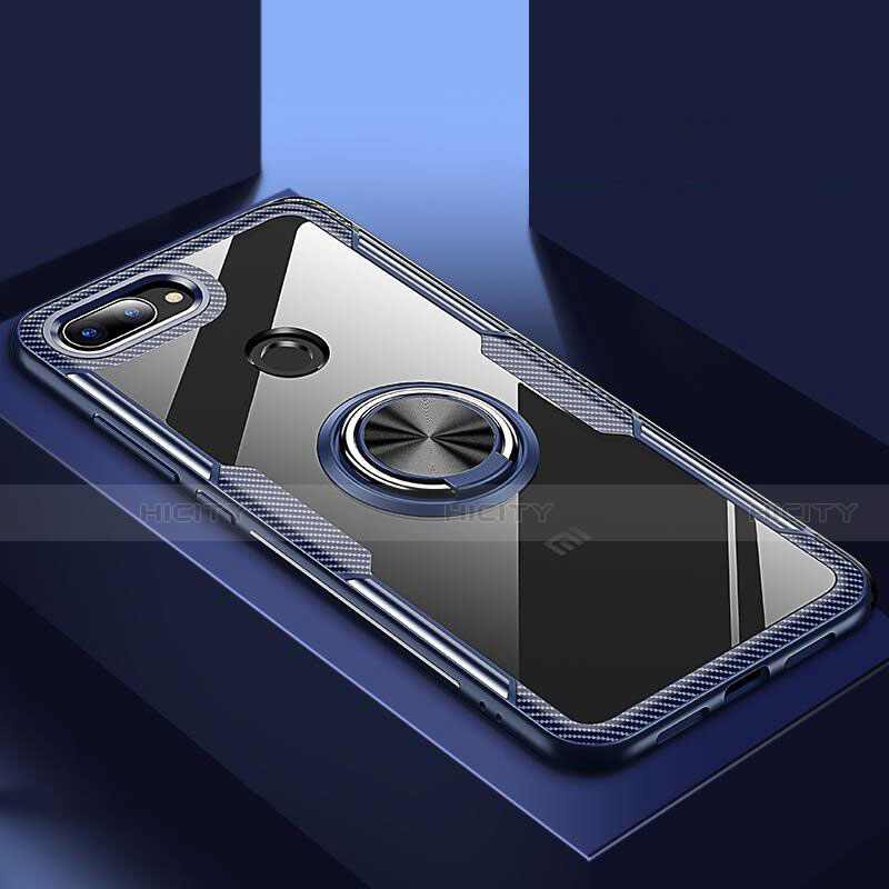 Funda Bumper Silicona Transparente Espejo 360 Grados con Magnetico Anillo de dedo Soporte para Xiaomi Mi 8 Lite