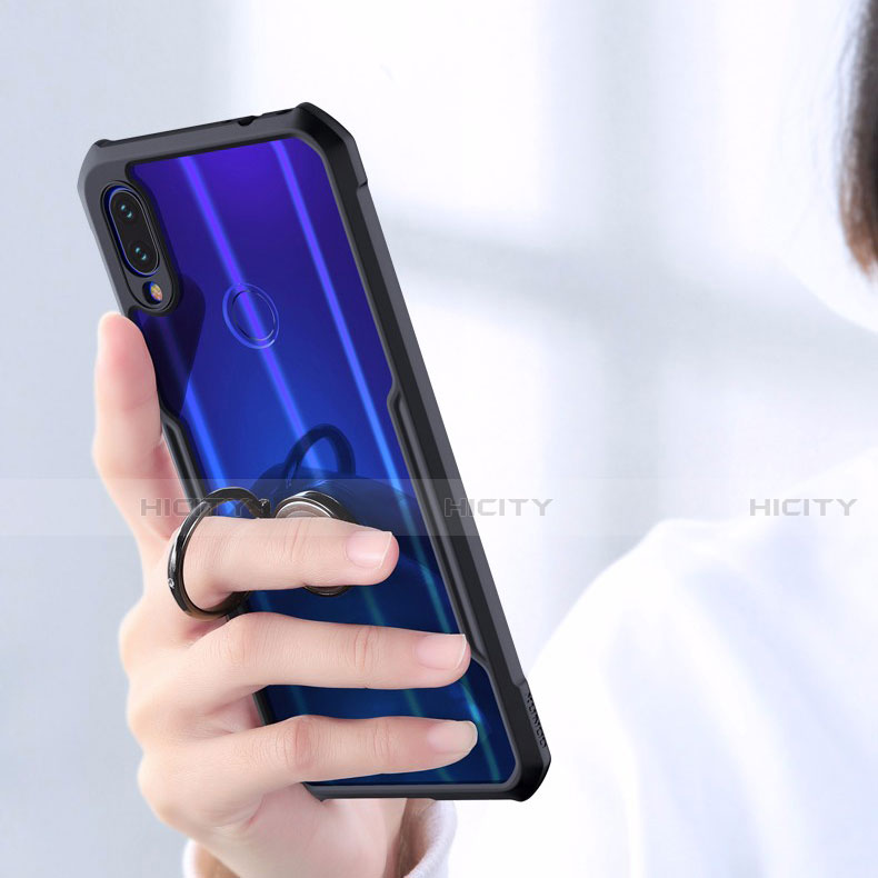 Funda Bumper Silicona Transparente Espejo 360 Grados con Magnetico Anillo de dedo Soporte para Xiaomi Redmi Note 7
