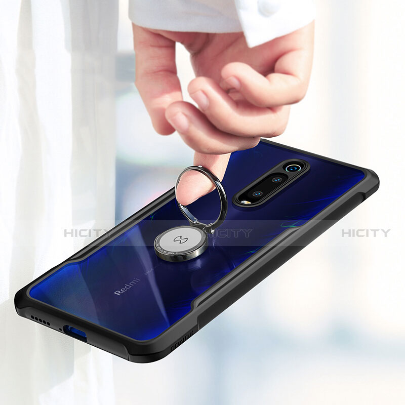 Funda Bumper Silicona Transparente Espejo 360 Grados con Magnetico Anillo de dedo Soporte T01 para Xiaomi Mi 9T