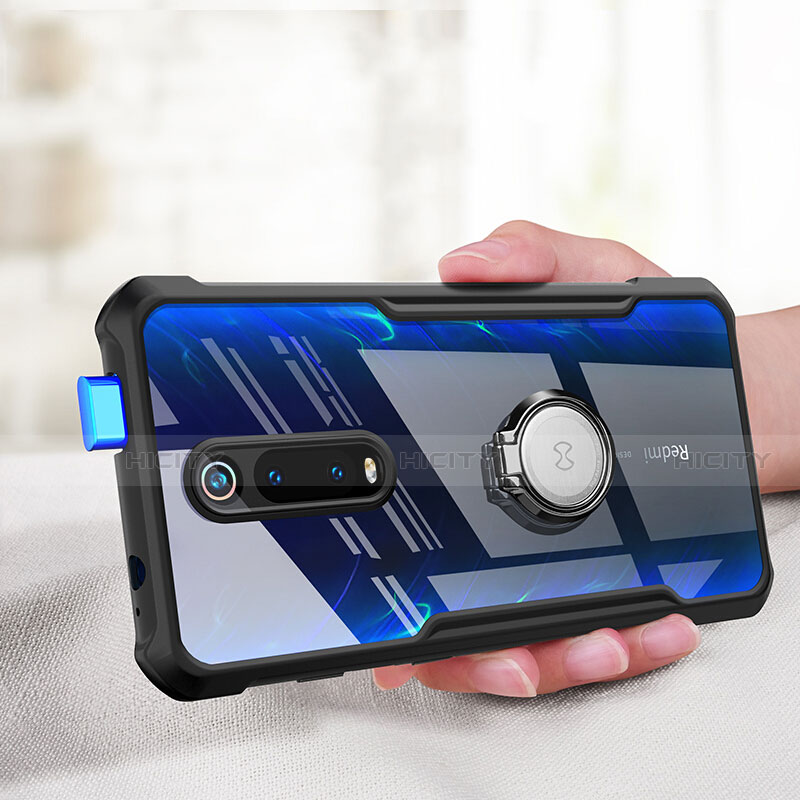 Funda Bumper Silicona Transparente Espejo 360 Grados con Magnetico Anillo de dedo Soporte T01 para Xiaomi Mi 9T Pro