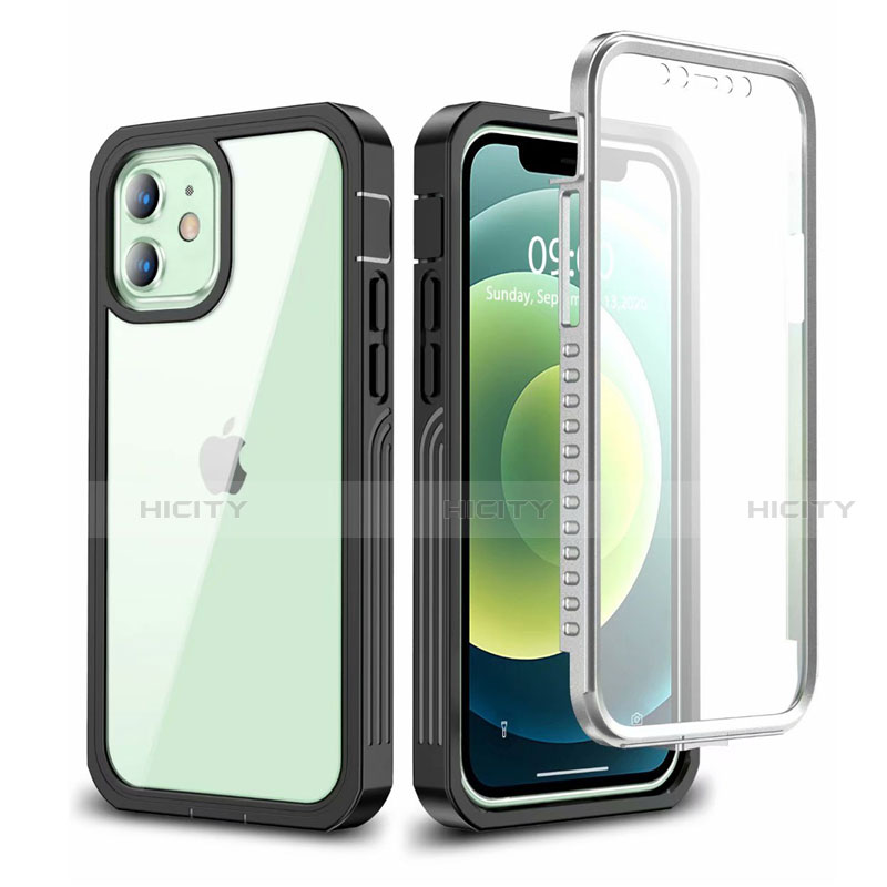 Funda Bumper Silicona Transparente Espejo 360 Grados para Apple iPhone 12 Mini Negro