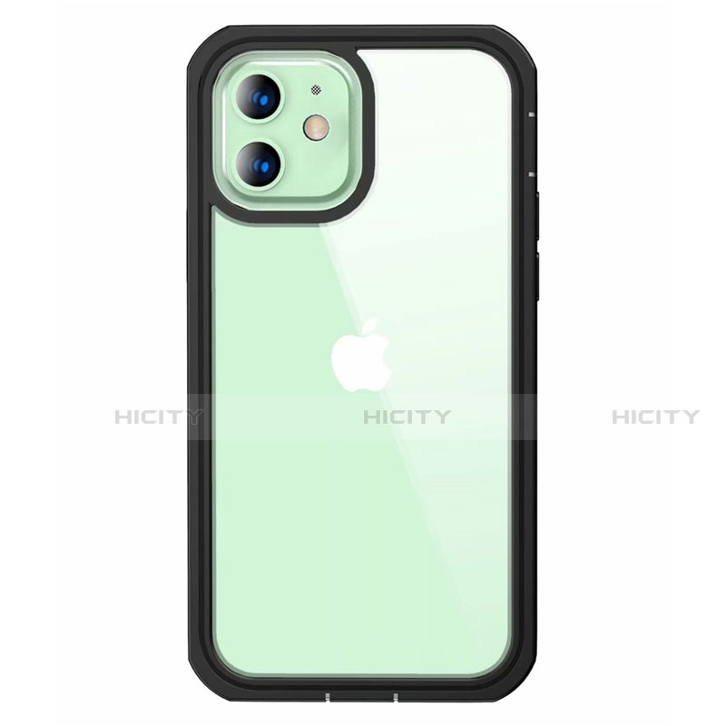 Funda Bumper Silicona Transparente Espejo 360 Grados para Apple iPhone 12 Mini Negro