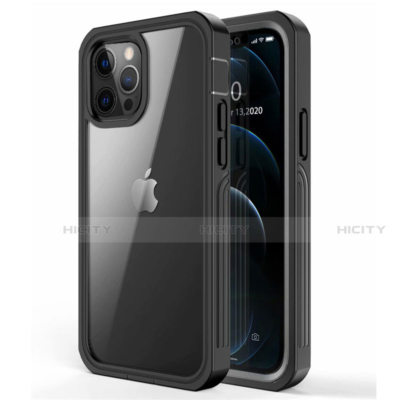 Funda Bumper Silicona Transparente Espejo 360 Grados para Apple iPhone 12 Pro Max Negro