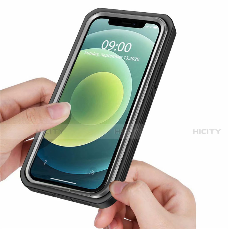 Funda Bumper Silicona Transparente Espejo 360 Grados para Apple iPhone 12 Pro Negro