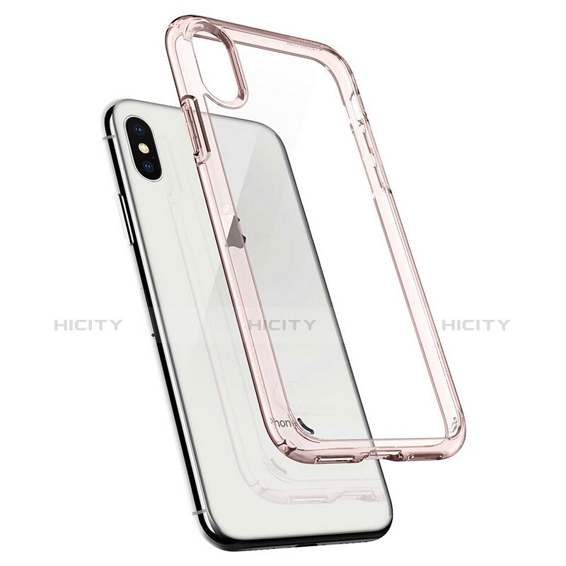 Funda Bumper Silicona Transparente Espejo 360 Grados para Apple iPhone Xs Max Rosa