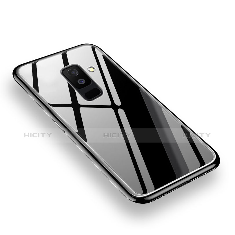 Funda Bumper Silicona Transparente Espejo 360 Grados para Samsung Galaxy A6 Plus Negro