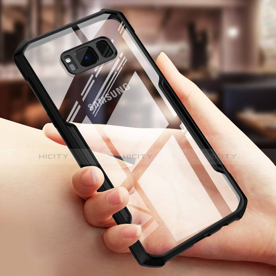 Funda Bumper Silicona Transparente Espejo 360 Grados R02 para Samsung Galaxy S8 Negro