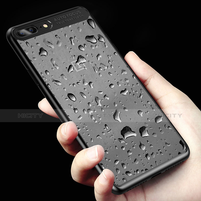 Funda Bumper Silicona Transparente Espejo 360 Grados T02 para OnePlus 5 Negro